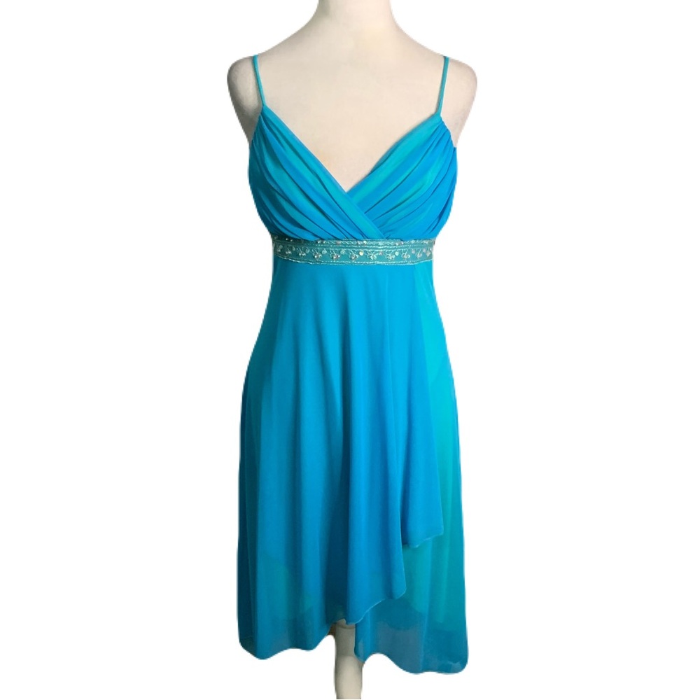 Y2K Goddess Style Embellished Turquoise & Green Layered Dress Fairy Whimsical
